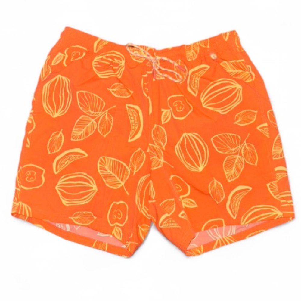 Vibrant Orange Leaf Print Shorts